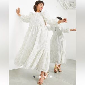 NWT ASOS Edition Oversized Midaxi Dress in Fluffy Metallic Textured Mesh Size 4